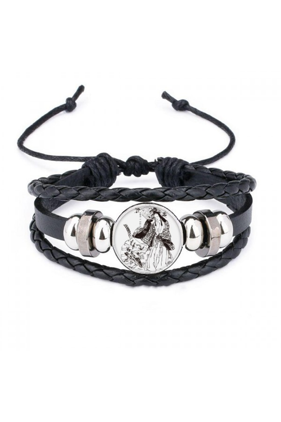 japan drawing sketch bracelet braided leather woven wristband