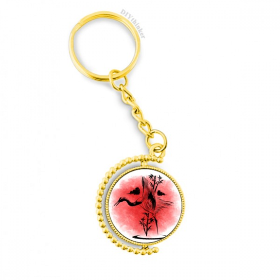 japan japanese style red crane metal connector key chain  accessory en keyholder