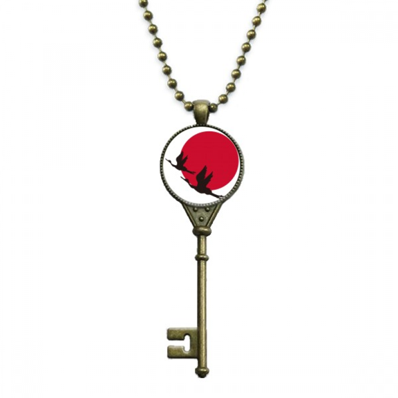 japan red black flying geese key necklace pendant tray embellished chain