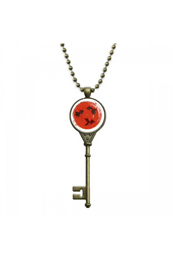 japan red fish portrait key necklace pendant tray embellished chain