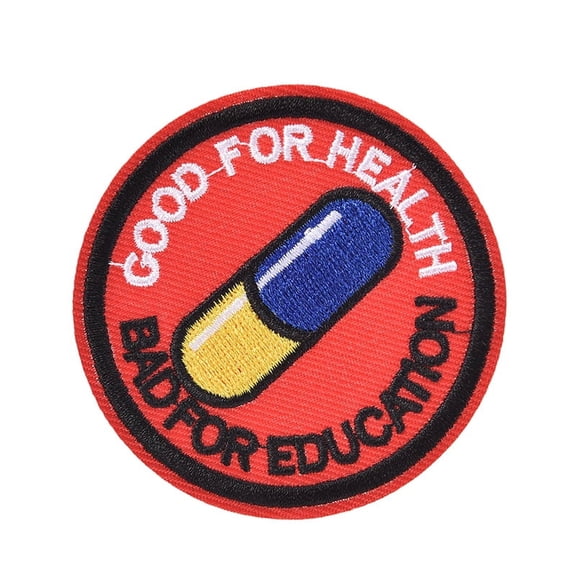 japanese akira kaneda good for health, bad for education iron on patch