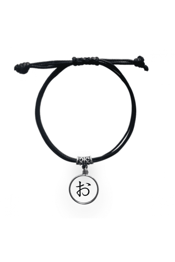 japanese hiragana character o bracelet leather wristband black jewelry