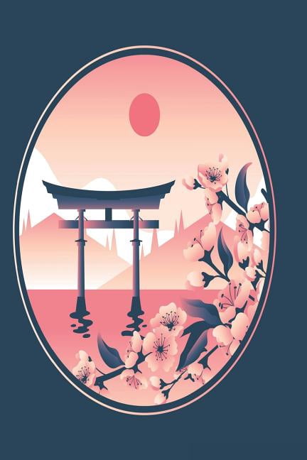 japanese shrine in pink and gold: notebook with japanese shrine and cherry blossoms (Paperback)