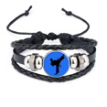 thumbnail image 1 of japanese taekwondo outline martial bracelet braided leather woven wristband, 1 of 3