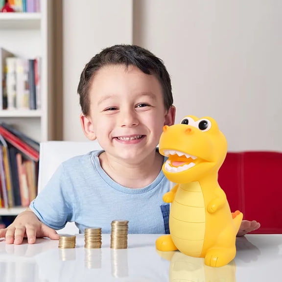 jar Dinosaur Bank for Kids Shatterproof Savings Container Cute Kids Bank for Boys Girls Great Idea for Birthday and,21.5cmx17cmx14cm,Yellow