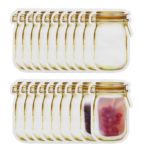jar bags reusable airtight storage bags, 20 pack leak proof saver bags for kitchen camping travel organizing snacks spices tea, yellow