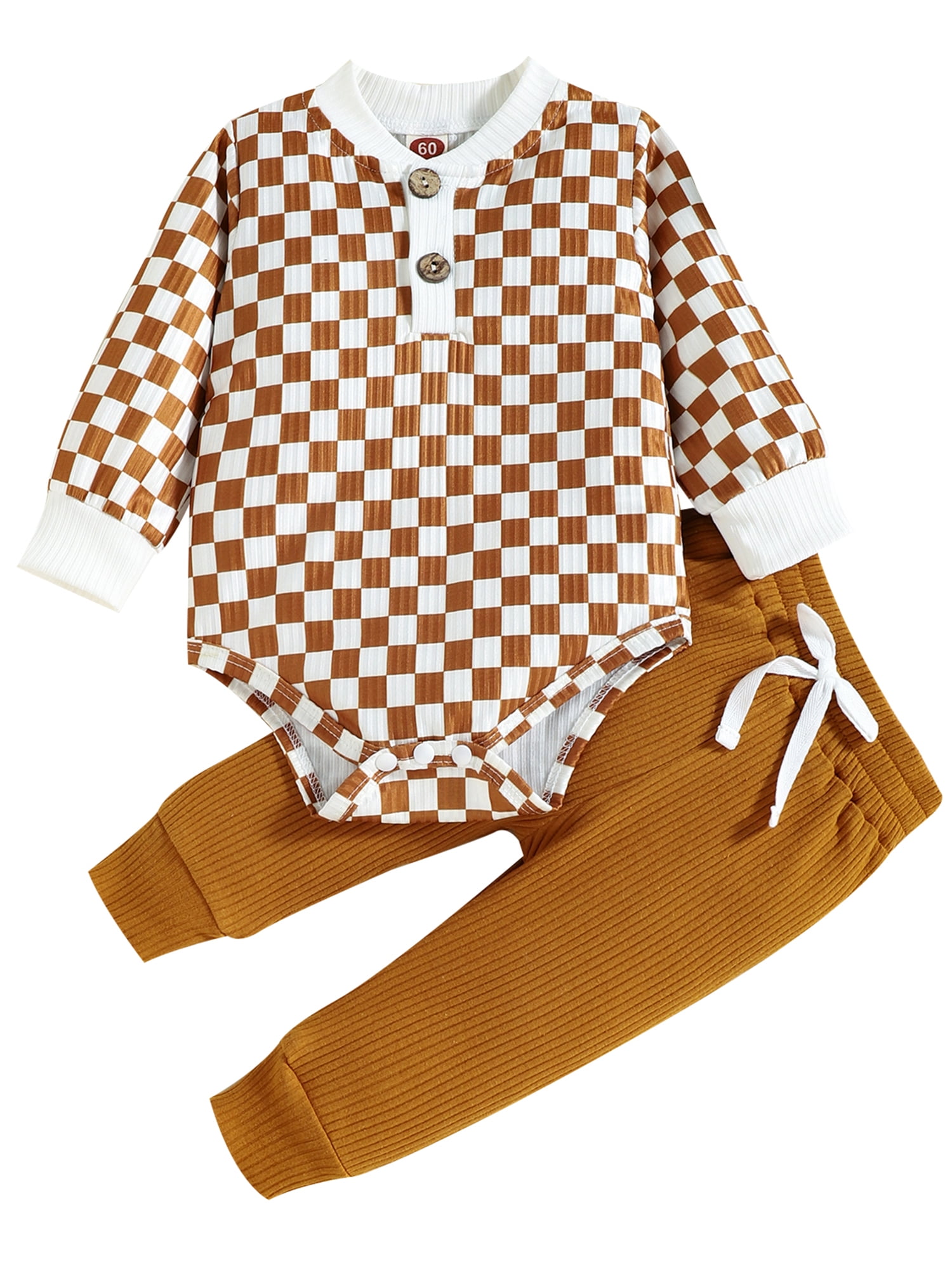 jaweiw 2 Pieces Baby Unisex Girls Boys Outfits Set, Checkerboard Print