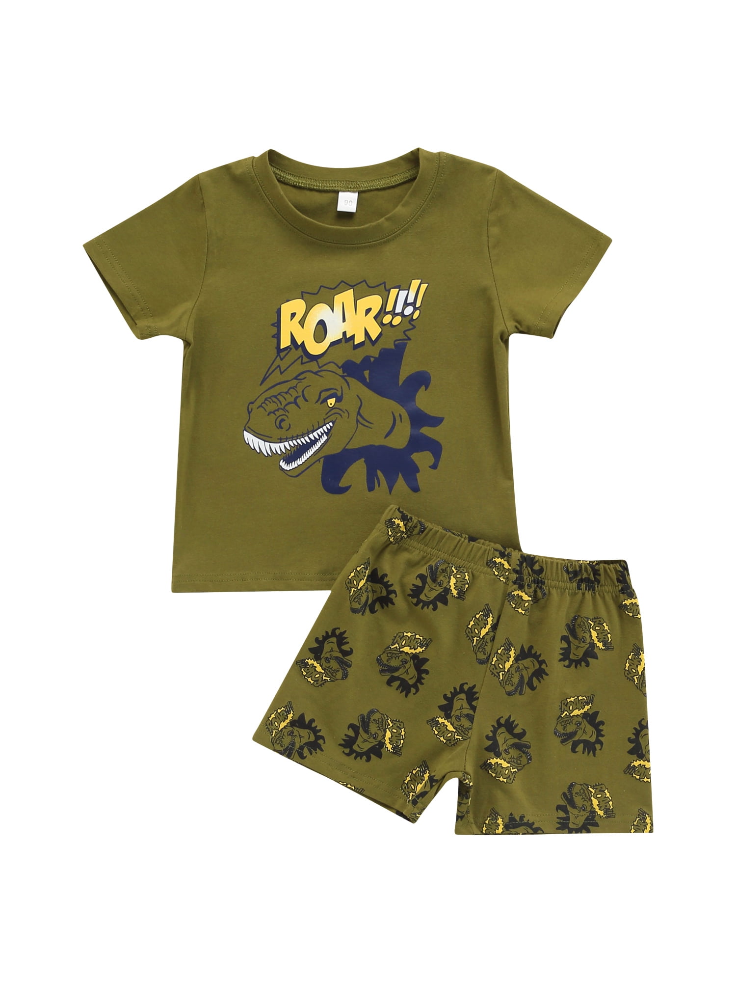 jaweiw Children Boy Summer Outfit Shorts Suits Cartoon Dinosaur Printed ...