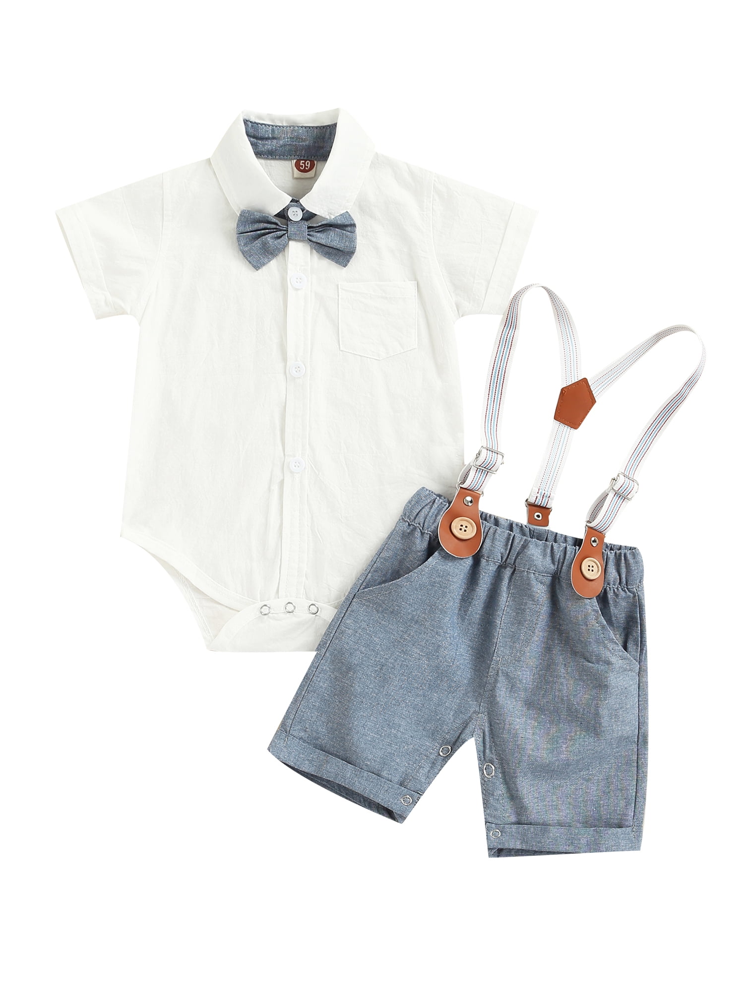 jaweiw Infant Baby Boys Short Sleeve Bowtie Buttons Bodysuit Shirts ...