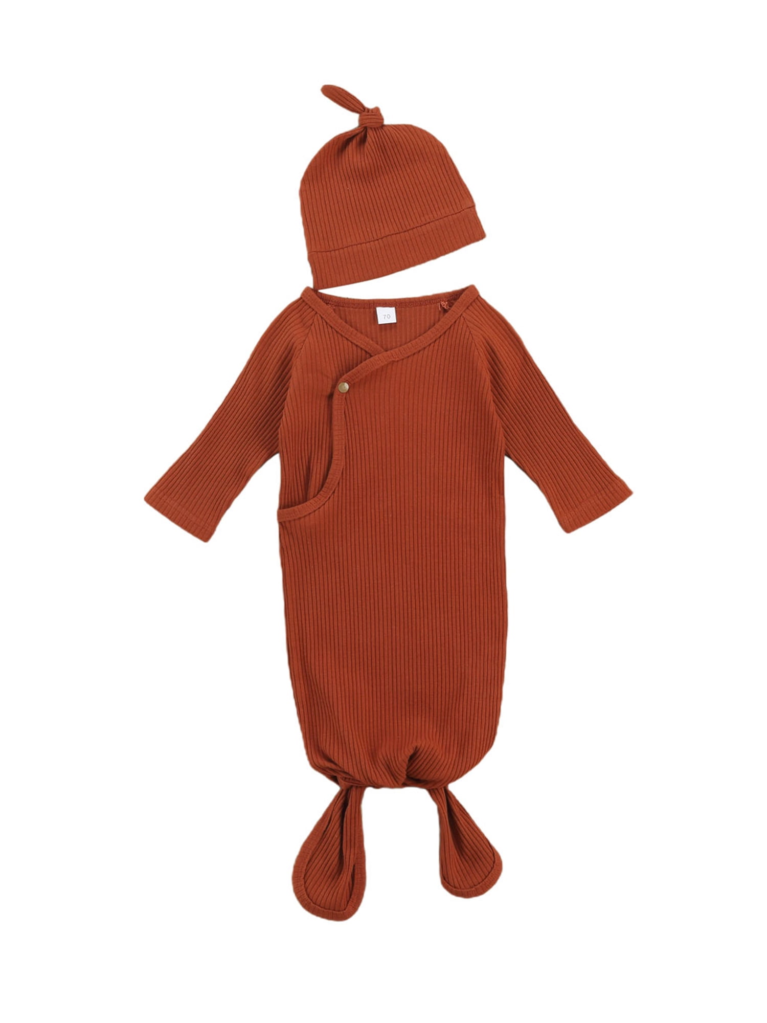 jaweiw Newborn Baby Girl Boy Knit Cotton Knotted Nightgown Soft Sleeper