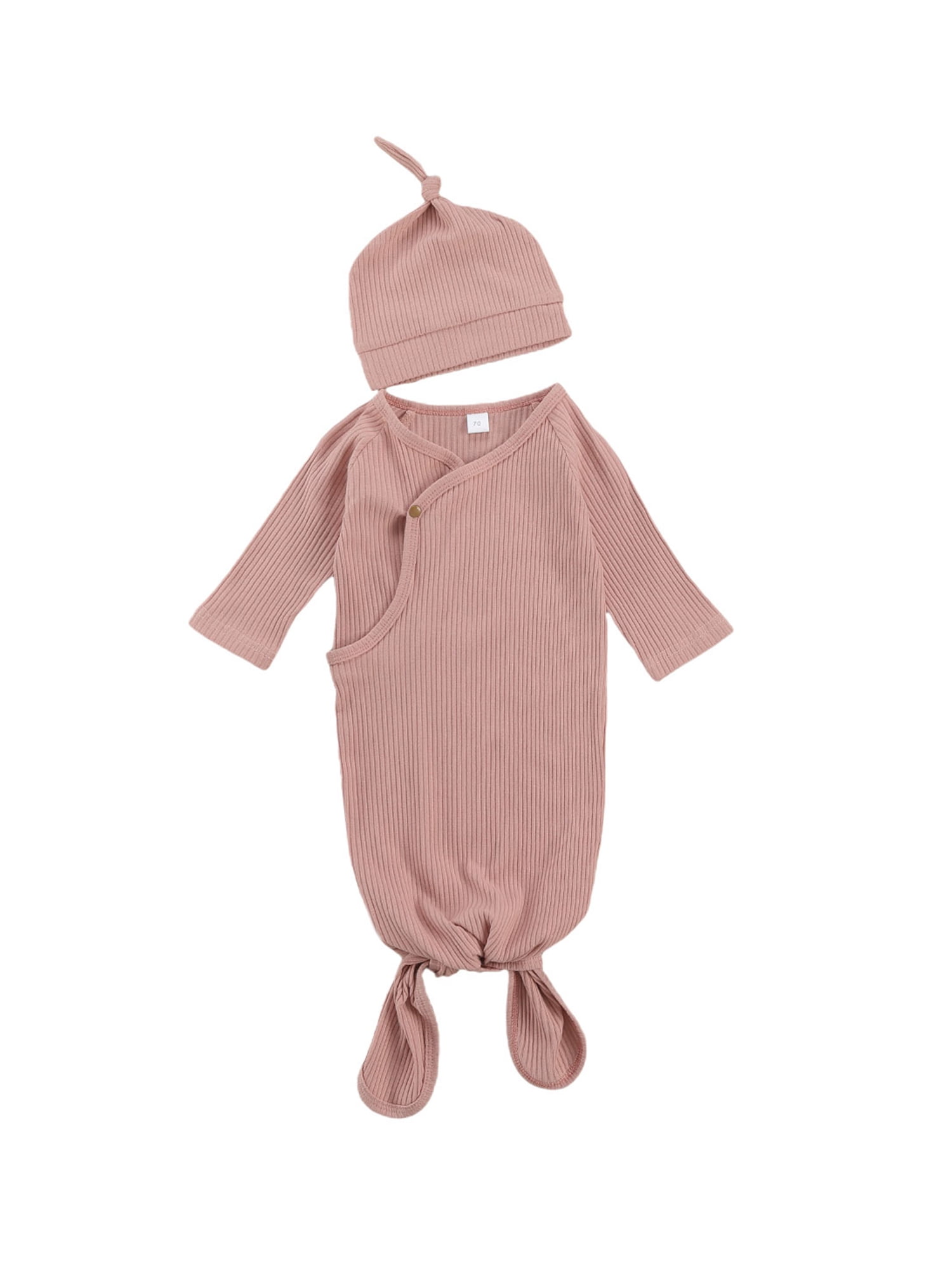 jaweiw Newborn Baby Girl Boy Knit Cotton Knotted Nightgown Soft Sleeper