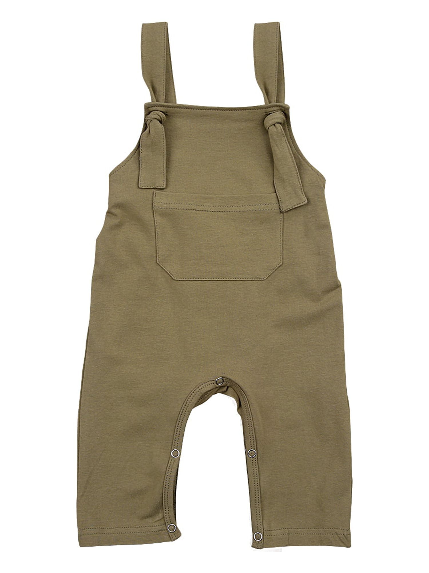 jaweiw Newborn Baby Toddler Girl Boy Basic Plain Pocket Bib Overalls