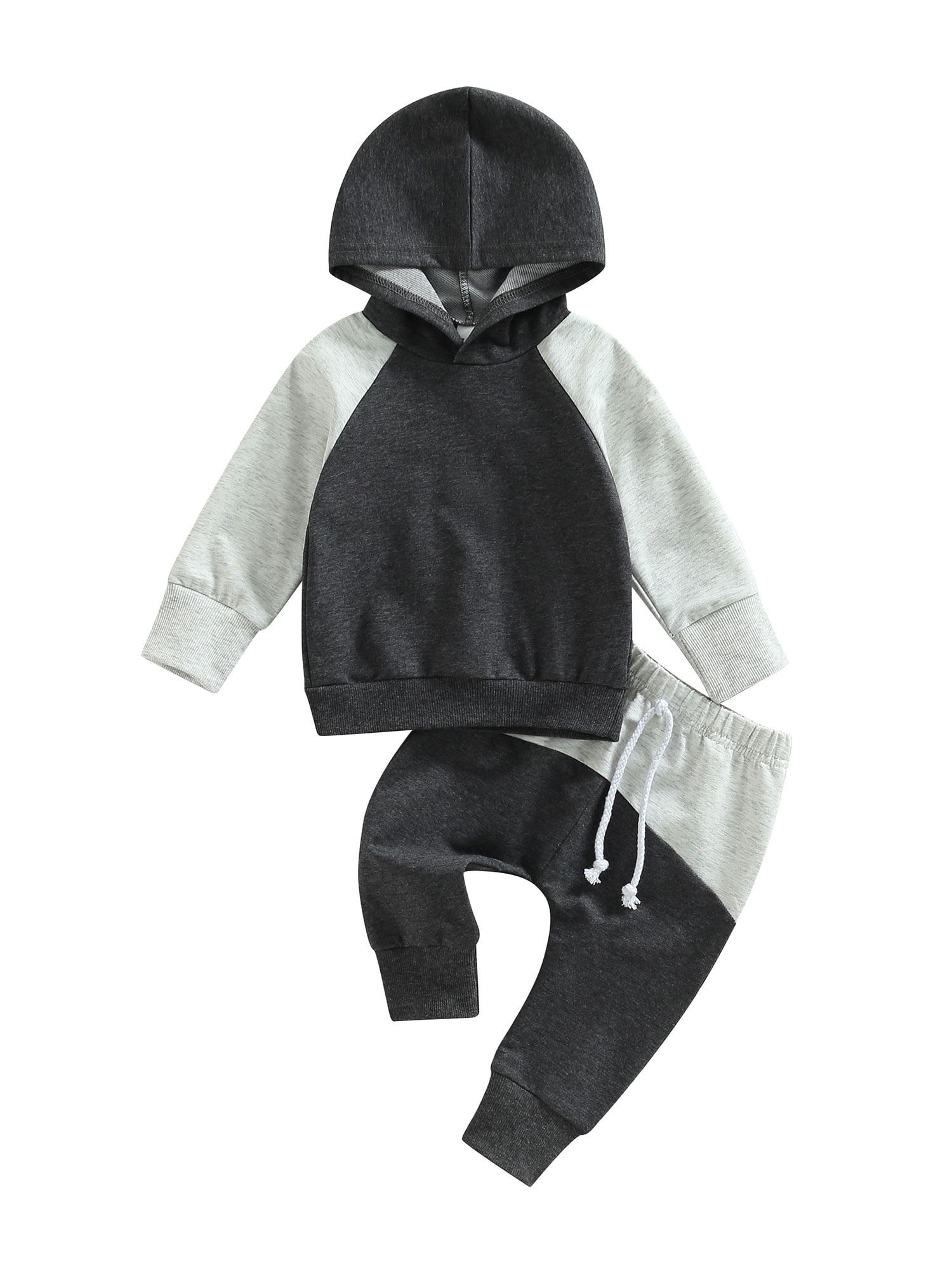 Baby Boys Hooded Winter Jacket & Pants Set – Brown Striped Warm Wear main image 1