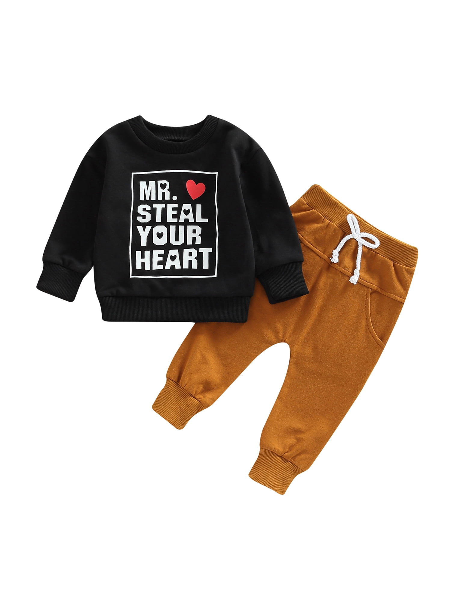 2-piece Toddler Boy Letter Print Black Sweatshirt and Dinosaur Print Pants Set