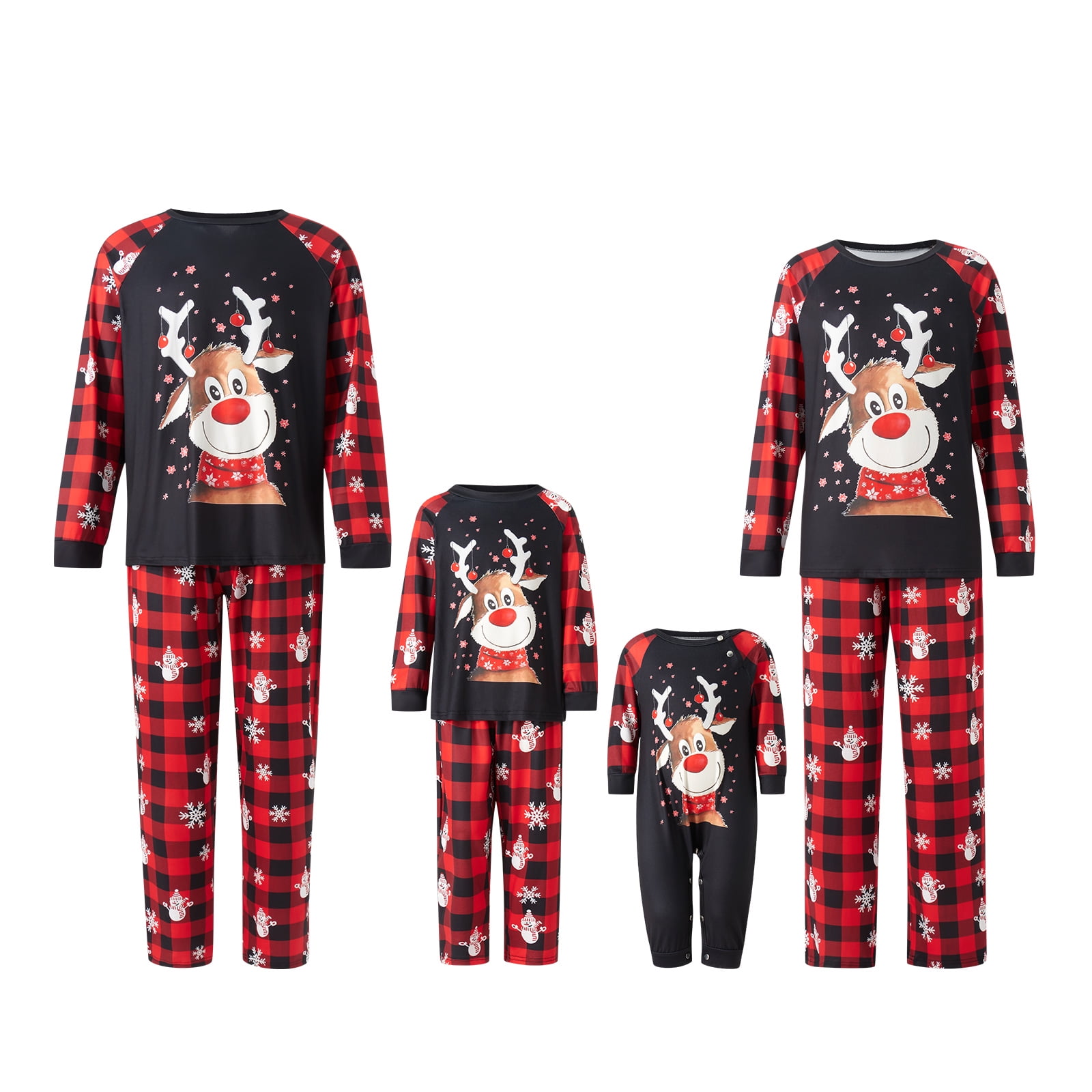 jaweiwi Christmas Family Matching Pajamas Set, Parent-Child Long Sleeve ...