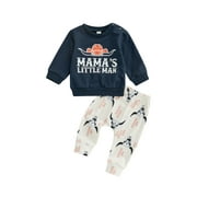 jaweiwi Toddler Baby Boys Fall Outfit Set Letter Print Long Sleeve Sweatshirt Tops and Casual Stretch Pants Set,Size 0 6 12 18 24 M 3 Years