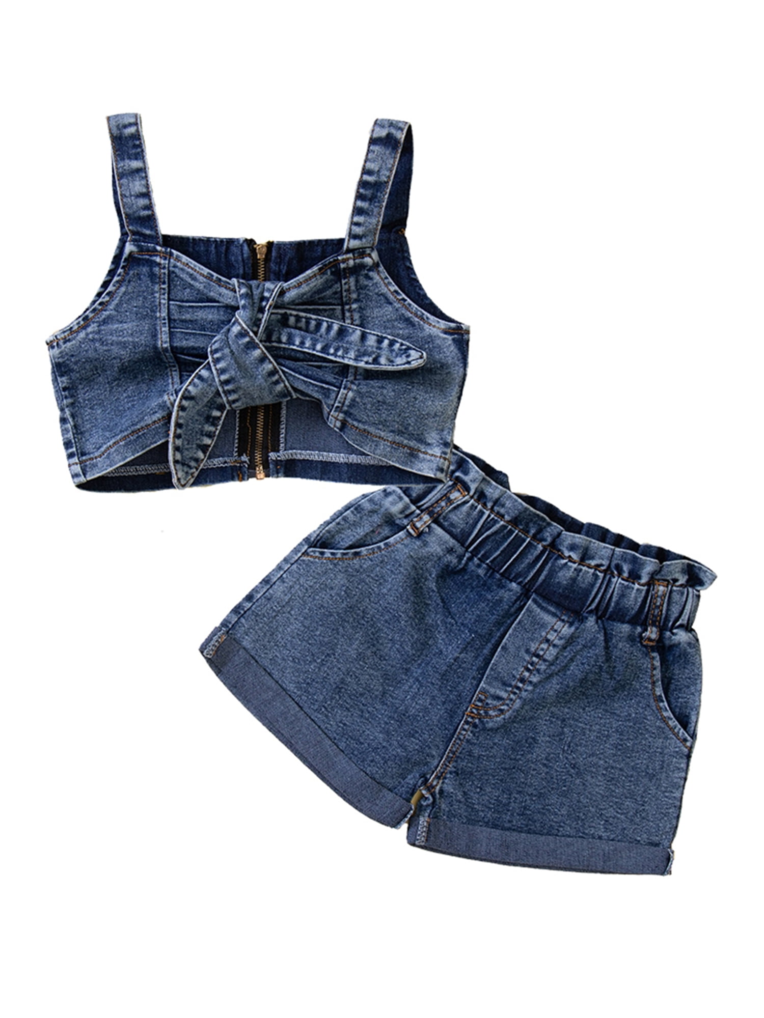 Summer Crop Top And Denim Shorts Set Out For Teenage Girls Outfit In Sizes  4 12 220620 From Jiao09, $14.18