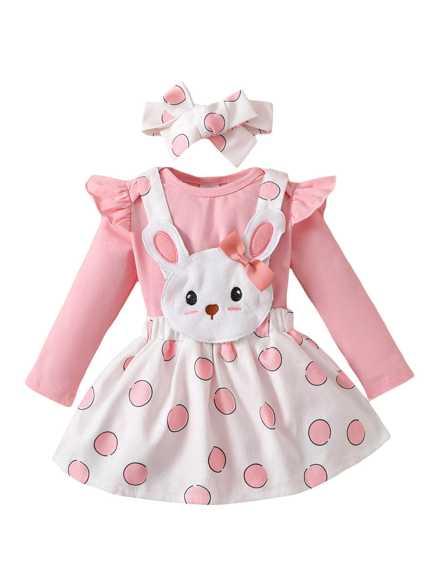 jaweiwi Newborn Baby Girl Pink Bunny Outfit Long Sleeve Romper Rabbit ...