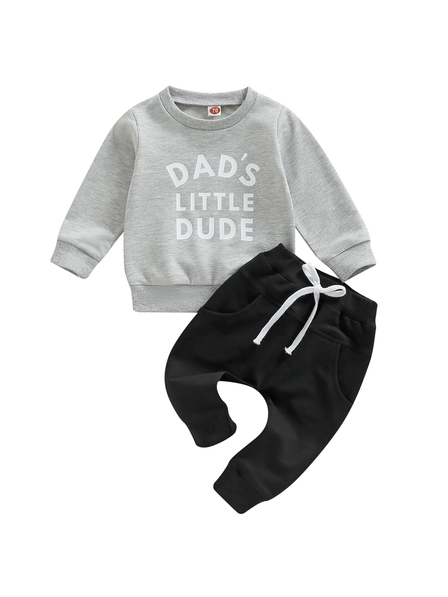 jaweiwi Toddler Baby Boy Fall Clothes Set Letter Print Long Sleeve Crew