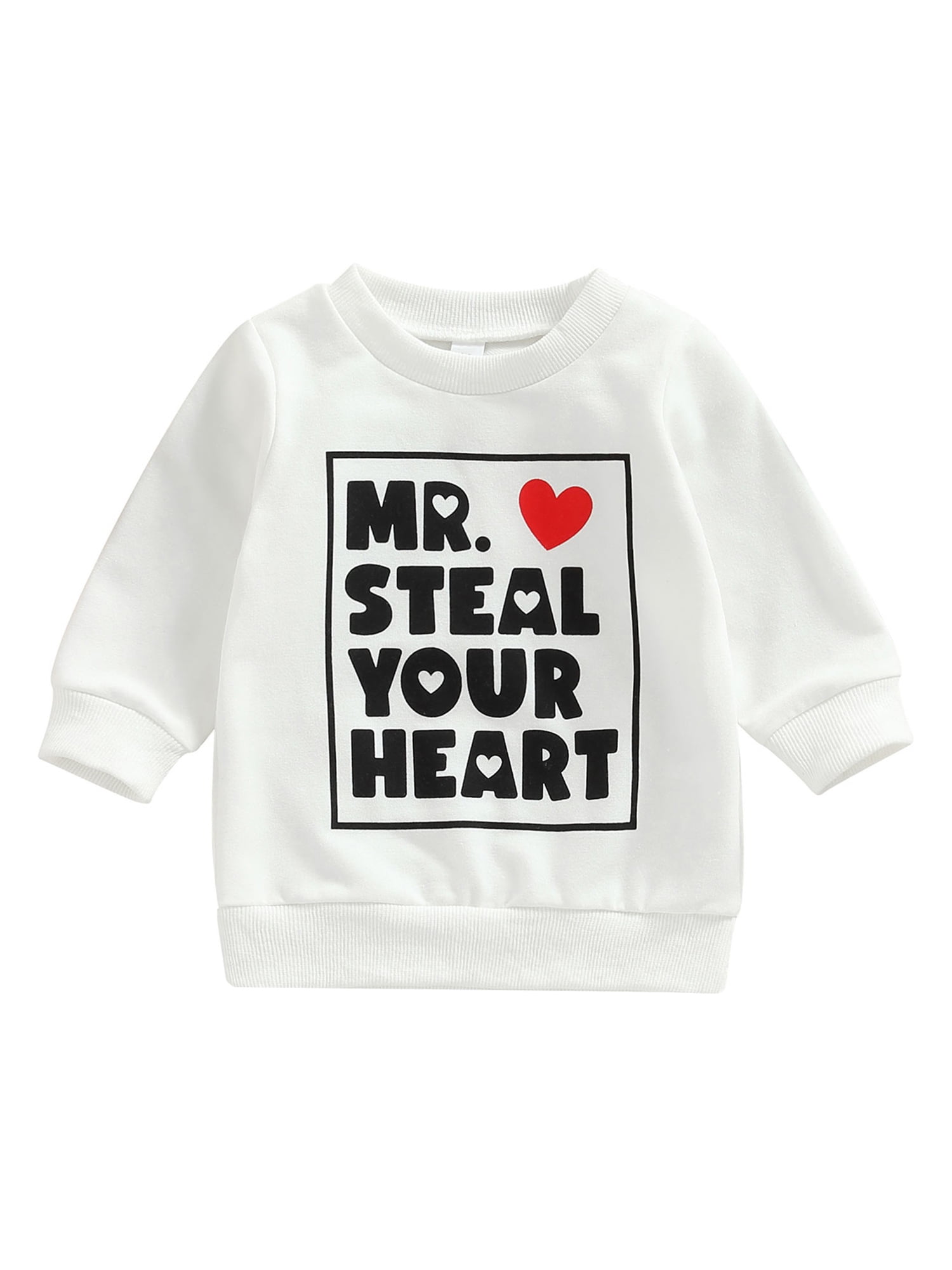 jaweiwi Toddler Baby Boy Girls Valentine's Day Outfit MR. Steal Your Heart Sweatshirt Spring Valentines Clothes Top ,Size 0 6 12 18 24 M 3 Years