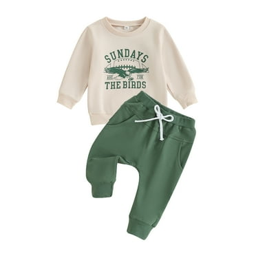 jaweiwi Toddler Baby Boys Fall Outfits 0 6M 12M 18M 24M 2T 3T Letter Eagle Print Crew Neck Long Sleeve Sweatshirts and Long Pants 2Pcs Clothes Set