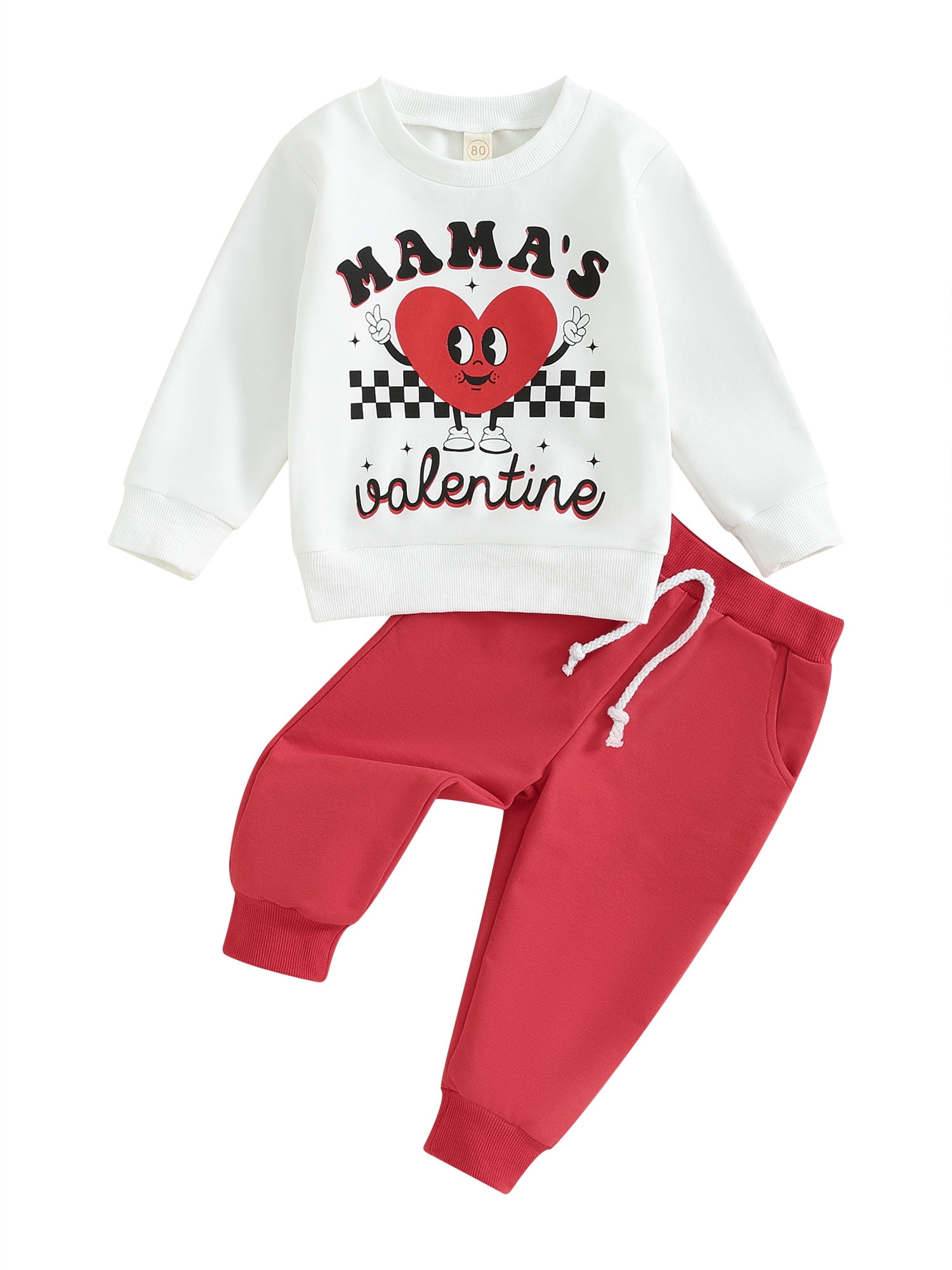 Toddler W25 Heart Jacquard Puff Sleeve Sweater & Flare Pants Set (15m-7y) - 2 Colors