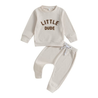 jaweiwi Toddler Kids Boys 2PCS Pants Clothes Sets 6M 12M 24M 2T 3T 4T 5T Long Sleeve Letter Print Sweatshirt Tops and Drawstring Pants Outfits