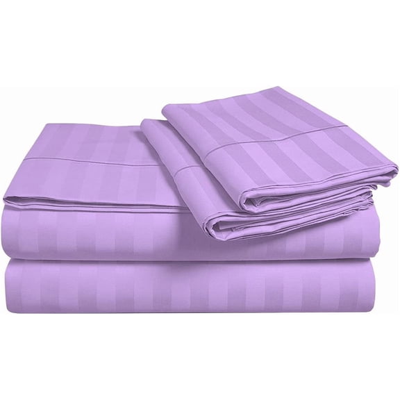 jaycorner. California-King Size Hotel Luxury 4-Piece Sheet Set Fits Upto 13-16" Deep Pocket, Soft Egyptian Cotton (Lilac, Stripe)