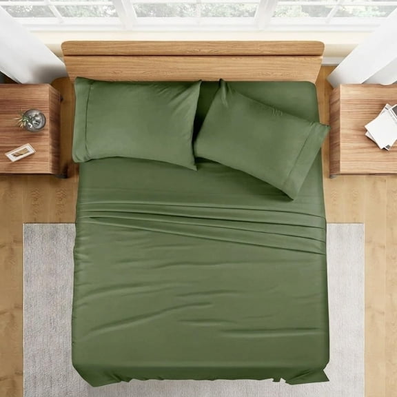 jaycorner. Full Size Hotel Luxury 4-Piece Sheet Set Fits Upto 13-16" Deep Pocket, Soft Egyptian Cotton (Moss, Solid)
