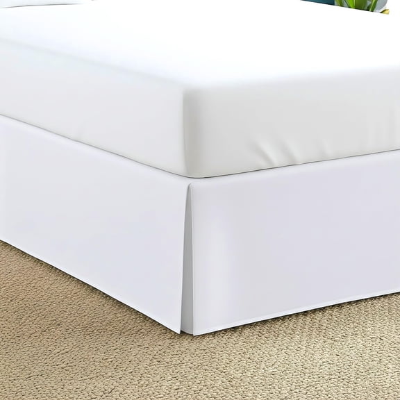 jaycorner. Iconic Collection Queen Size Pleated Egyptian Cotton Bed Skirt 12" Tailored Drop, (White, Solid)