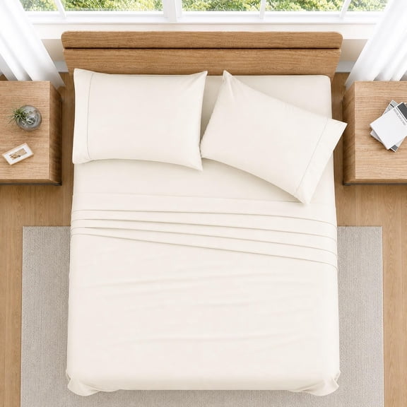 jaycorner. Queen Size Super Soft Peruvian Pima Cotton 4-PCs Bed Sheet Set Fits Upto 10-12" Deep Pocket (Ivory, Solid)