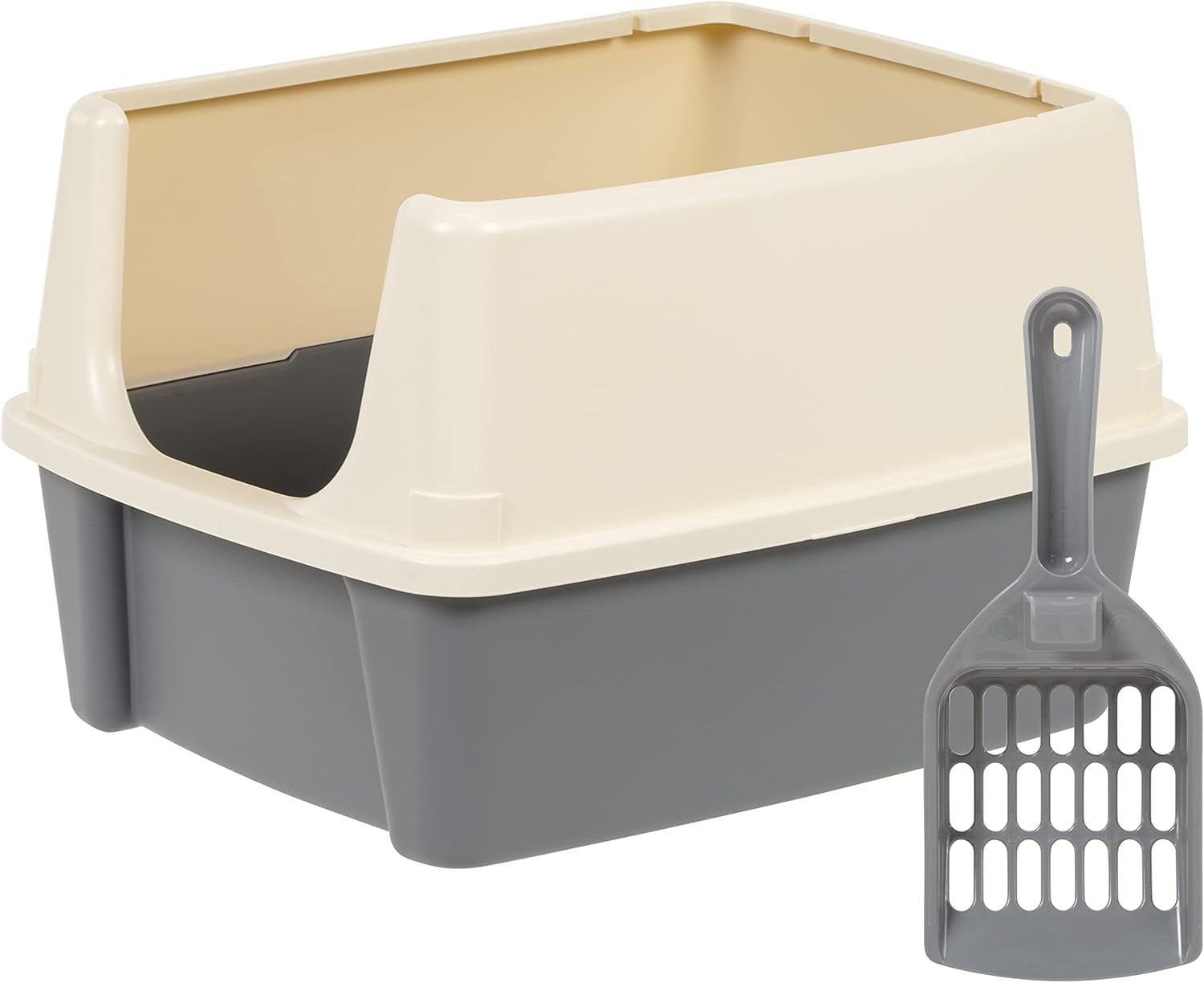 So Phresh Scatter Shield High-Back Litter Box - Charcoal, Large Size 18"L X 15.3"W X 8.5"H For Cats