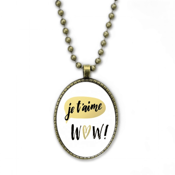 je t'aime i love you quote style necklace vintage chain bead pendant jewelry collection