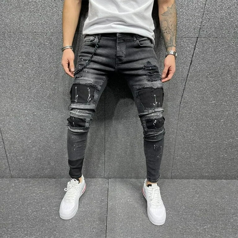 Street Solid Patchwork Skinny Mid Waist Pencil Solid Color Bottoms Street Solid Patchwork Skinny Mid Waist Pencil Solid Color Bottoms
