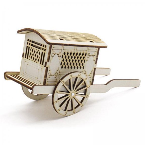 jeetily 4xDIY Chinese Carriage Model Wood Stem Project Toy Educational Science Toy Kit