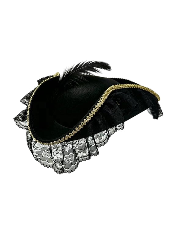 Pirate Cap Fashionable Headband Buccaneer Hat for Halloween Birthday Fancy Dress black