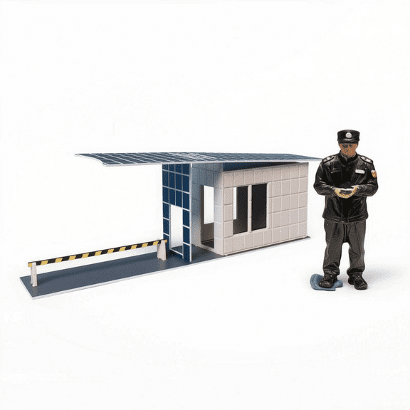 jeetily Resin Scale Building Guard Booth Miniature for Diorama with Interlocking Structure and Realistic Window Details Suitable for Community Entrance Model Display