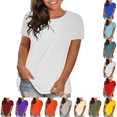 thumbnail image 1 of jehdhy Womens Tops Crew Neck Short Sleeve Lightweight T-shirts Summer Casual Solid Color Basic Pullover Tees, 1 of 6