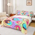 thumbnail image 1 of jejeloiu 3D Cartoon Donut Twin Sheet Sets,Colorful Sweet Dessert Twin Fitted Sheet,Rainbow Geometric Stripe Flat Sheet For Girls Teens,Super Cozy Room Decor,3 Pieces, 1 of 7