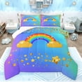 thumbnail image 1 of jejeloiu 3D Cartoon Rainbow Bedding Comforter Set,Gold Stars Twin Comforter Sets,Colorful Ombre Bedding Set For Girls,Luxury Bedroom Decor,2-Piece, 1 of 8