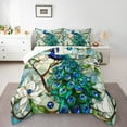 thumbnail image 1 of jejeloiu 3D Chic Peacock Bedding Comforter Set,White Flower Floral Twin Comforter Sets,Zoo Animal Bedding Set For Kids Boys,Microfiber Bedroom Decor,2-Piece, 1 of 8