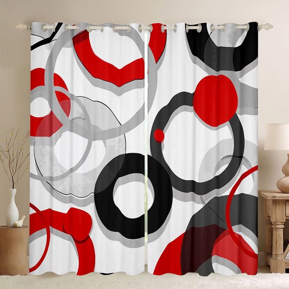 jejeloiu 3D Circle Pattern Black Out Curtains,Abstract Geometric Circular Curtains Pack of 2 (42x63 Each) For Teens