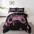 thumbnail image 1 of jejeloiu 3D Console Gamer Bedding Comforter Set,Modern Video Game Twin Comforter Sets,Pink Black Bedding Set For Boy,Super Cozy Room Decor Reversible,2pcs, 1 of 8