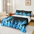 thumbnail image 1 of jejeloiu 3D Flame Twin Sheet Sets,Modern Fire Games Twin Fitted Sheet,Blue Black Flat Sheet For Boys Kids,Ultra Soft Home Decor,3-Piece, 1 of 7