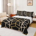 thumbnail image 1 of jejeloiu 3D Geometric Bed Sheets,Modern Geometric Art King Sheets,Gold Black Sheet Set,Lightweight Room Decorative,4 Pieces, 1 of 7