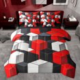 thumbnail image 1 of jejeloiu 3D Geometric Plaid 7-Piece Twin Bedding Sets,Abstract Checkered Bedding Comforter Set,Red Gray Black Sheet Sets For Girls Boys,Super Cozy Room Decor Reversible, 1 of 8