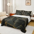 thumbnail image 1 of jejeloiu 3D Geometric Queen Sheet Sets,Modern Abstract Geometric Flat Sheet,Gold Black Queen Fitted Sheet For Teens,Microfiber Bedroom Decor,4pcs, 1 of 7