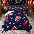 thumbnail image 1 of jejeloiu 3D Popcorn Queen Comforter Set,Vintage Cinema Movie Theater Bedding Sets,Blue Circle Dots Bedding Comforter Set For Teens,Breathable Home Decor,3-Piece, 1 of 8