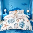 thumbnail image 1 of jejeloiu 3D Watercolor Seashell Bedding For Girls,Starfish Coral Print Duvet Cover Full,Multicolor,Reversible,3-Piece,1 Duvet Cover and 2 Pillowcases, 1 of 6