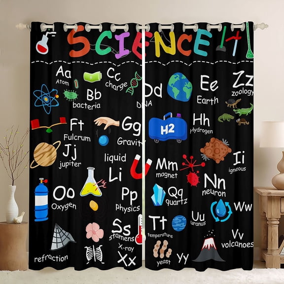jejeloiu Abc Alphabet Curtains Pack of 2 (42x84 Each),Science Educational Curtains Blackout,Colorful Letters Bedroom Curtains For Teens,Breathable Home Decor